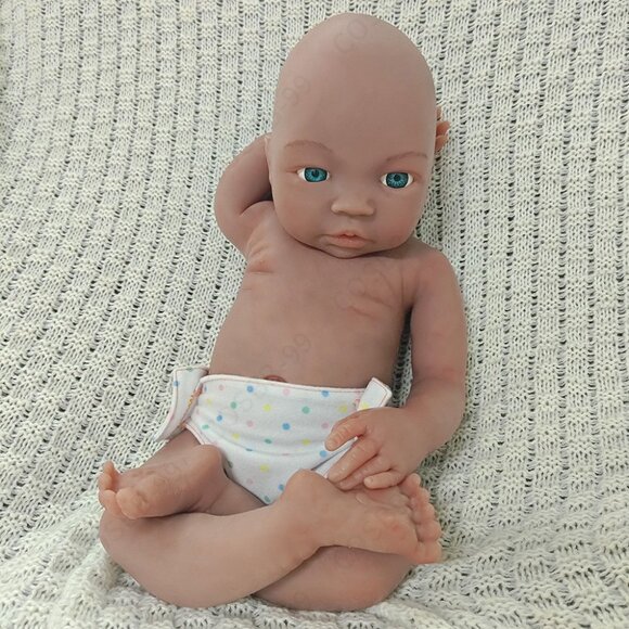 45cm Full Body Platinum Silicone Reborn Baby Dolls Open Eyes Newborn Girl Doll - Picture 3 of 16